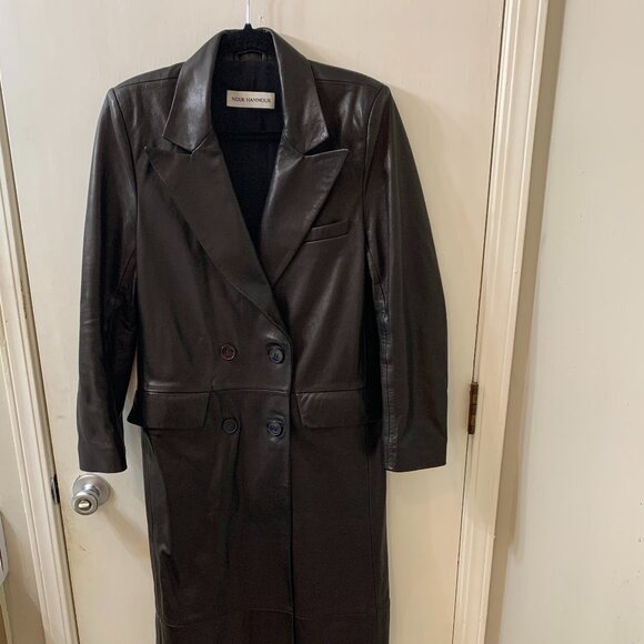 $1800 Nour Hammour Misha Leather Trench Coat Sz.34 - Picture 8 of 15